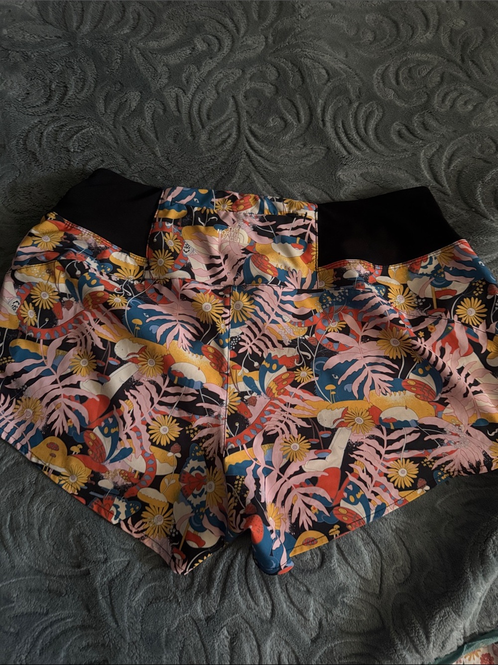 The North Face Tropical Floral Athletic Shorts in Pink, Yellow & Blue